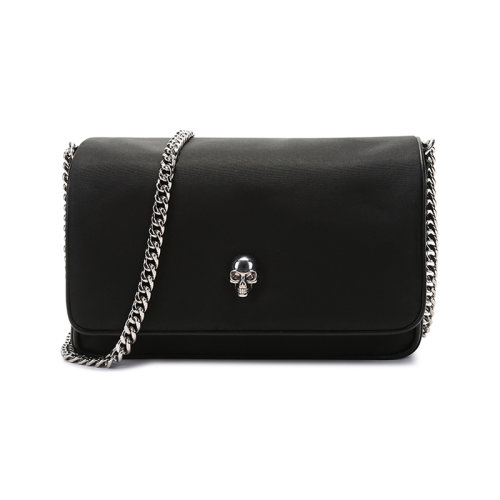 Alexander McQueen/亞歷山大麥昆 女士織物Skull單肩斜挎包鏈條包小號(hào) 666119 16XAA