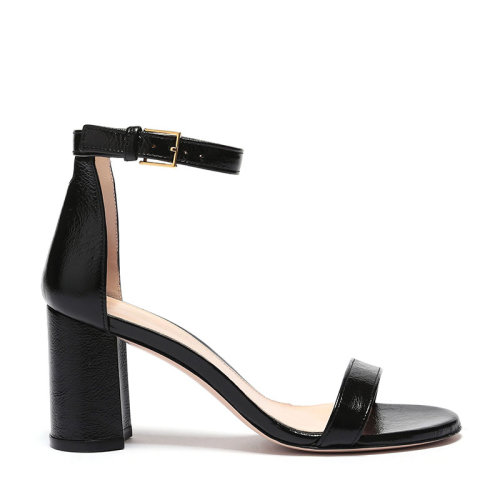 Stuart Weitzman/斯圖爾特韋茨曼女士皮革涼鞋高跟鞋75LESSNUDISTBLACKGLEAMINGTRIPON