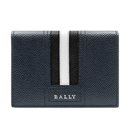 BALLY/巴利 黑色條紋 拼接短款 牛皮革卡包 6218027BOEMNEBL