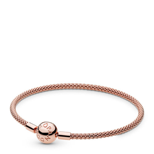PANDORA/潘多拉 Moments系列女士金色銅銀合金球形鏈扣時(shí)尚精致編織手鏈?zhǔn)汁h(huán)手鐲 586543