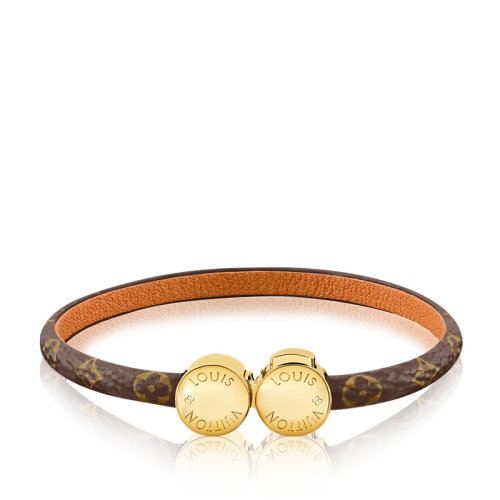 Louis Vuitton/路易威登 22春夏新款HISTORIC MINI MONOGRAM系列 米色/棕色老花帆布小牛皮內(nèi)襯Historic飾釘手鏈M6407E