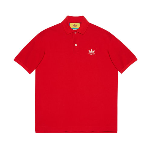 GUCCI/古馳 22年秋冬新款 adidas聯(lián)名系列 男士紅色純棉Logo印花短袖Polo衫?700497XJEL06290