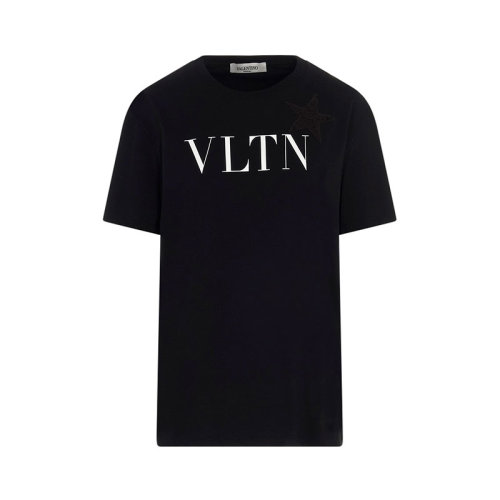 Valentino/華倫天奴  女裝 時(shí)尚百搭 圓領(lǐng) 女士黑色棉質(zhì)短袖T恤 UB3MG09D5NV0NI  HKY015C