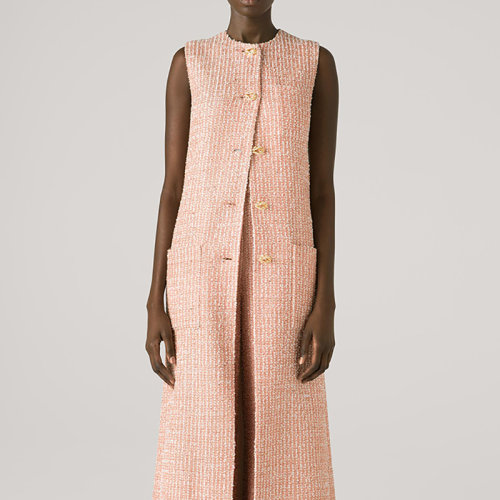 【21春夏新款】St.John/盛薔2021春季新款針織針織長款單排扣馬甲女士夾克K6230D1