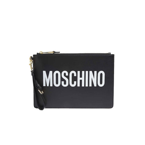 MOSCHINO/莫斯奇諾 女包 女士品牌字母LOGO黑色皮革拉鏈?zhǔn)帜冒?840580011555