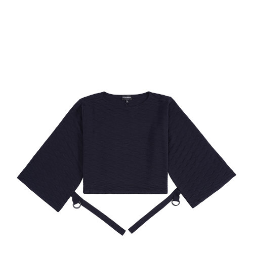 Emporio Armani 女士 黑色 長袖短款針織衫 6H2MX3-2M92Z-0926