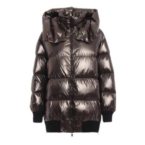 Moncler/蒙克萊 蒙口 女裝羅紋底邊袖口咖啡色連帽女士羽絨服 4990400-539DL-935-BBBJ-901A