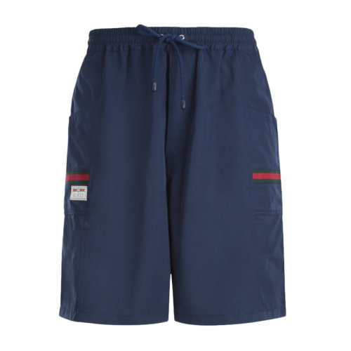 GUCCI 古馳 男士 服裝  藏藍(lán)色經(jīng)典條紋標(biāo)抽繩寬松休閑短褲 男士短褲