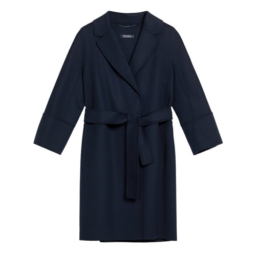 MaxMara/麥絲瑪拉 經(jīng)典款 ARONA系列 女士夜藍(lán)色羊毛大衣9016101906012