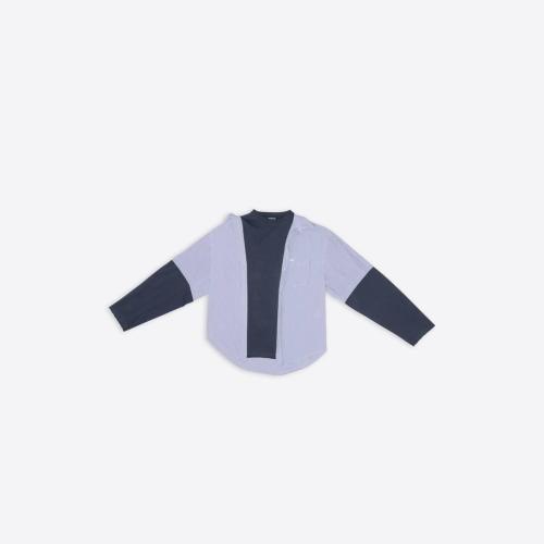  BALENCIAGA巴黎世家 22年春夏 女士 長袖T恤 Womens Bb Icon Trompe Loeil Shirt in Blue 6992