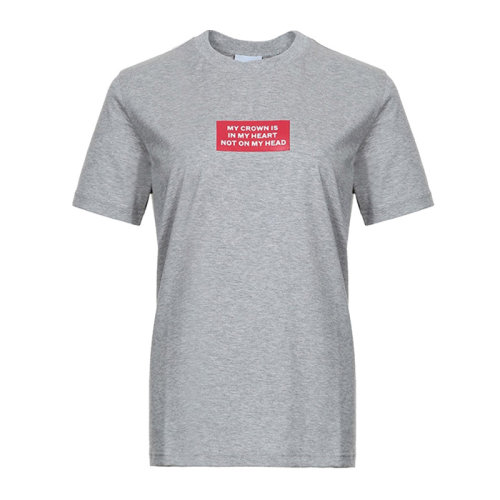 BURBERRY/博柏利 女士 服裝  灰色圓領(lǐng)印花T恤 女士短袖T恤