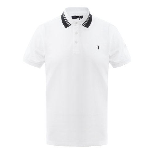 Trussardi/楚莎迪 棉質(zhì) 翻領(lǐng) 白色 男裝 短袖T恤 POLO 男士短POLO