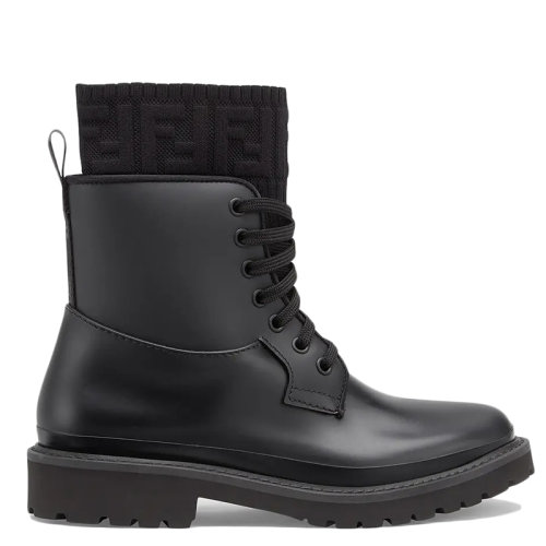 FENDI/芬迪      女士黑色pvc機車短靴8T8185AGENF0ABB