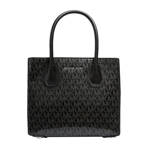 Michael Kors/邁克·科爾斯  女士深灰色PVC字母印花單肩包斜挎包手提包女包 30H8SM9T3B-BLACKSILVER