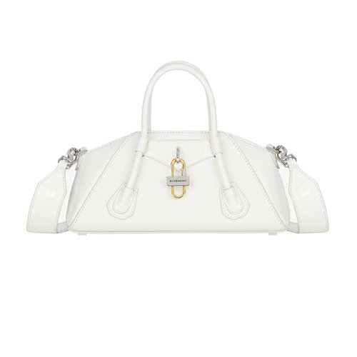 Givenchy/紀(jì)梵希 22新款 Antigona Stretch系列 女士迷你象牙白皮革磁性封口拆卸調(diào)節(jié)肩帶單肩手提斜挎梯形包BB50RHB1NF-105