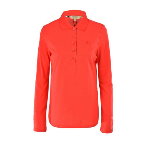 Burberry/博柏利  女士紅色純棉長袖POLO衫T恤