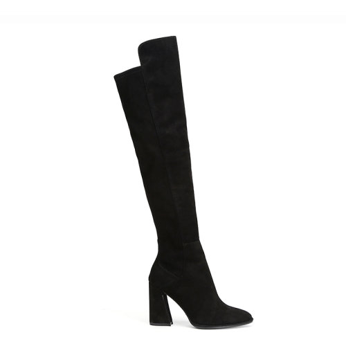 StuartWeitzman/斯圖爾特韋茨曼 女士絨面皮革高跟過膝長(zhǎng)靴 ALLHYPED BLACKSUEDE