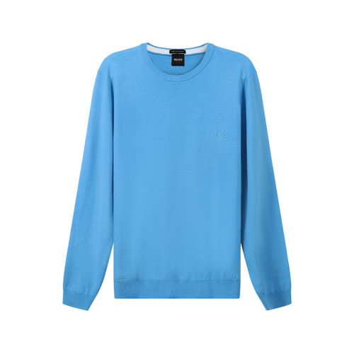 HUGO BOSS/雨果博斯 男士羊毛圓領(lǐng)長袖羊毛衫針織衫LOGO刺繡 50457748