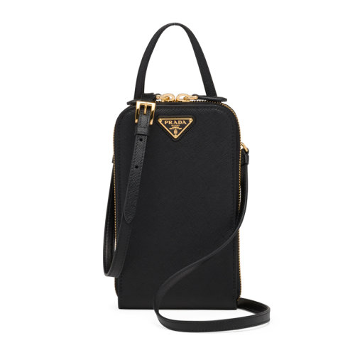 PRADA/普拉達 女士黑色徽標迷你單肩包斜挎包腋下包女包 1BP027-NZV-F0002-VYM1