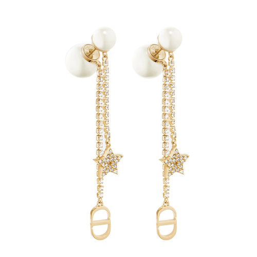 DIOR/迪奧 DIOR TRIBALES金屬和水晶CD星星掛墜耳環(huán) E1270TRICY_D301