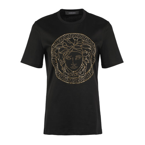 VERSACE/范思哲21新品美杜莎鉚釘圖案女士短袖T恤10015291A01125