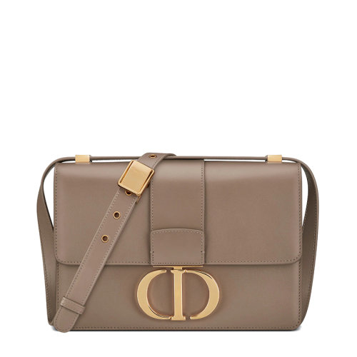DIOR/迪奧 20  30 MONTAIGNE系列 女士灰褐色小牛皮CD金屬扣翻蓋蒙田手提斜挎單肩包M9203UMOS_M747