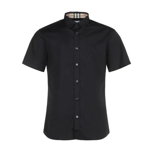  BURBERRY/博柏利 巴寶莉男裝 時尚簡約 男士黑色棉質(zhì)短袖襯衫 8