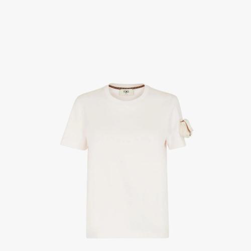  FENDI芬迪 22年秋冬 女士 短袖T恤 白色針織T恤 FS794_MGXF1J7C