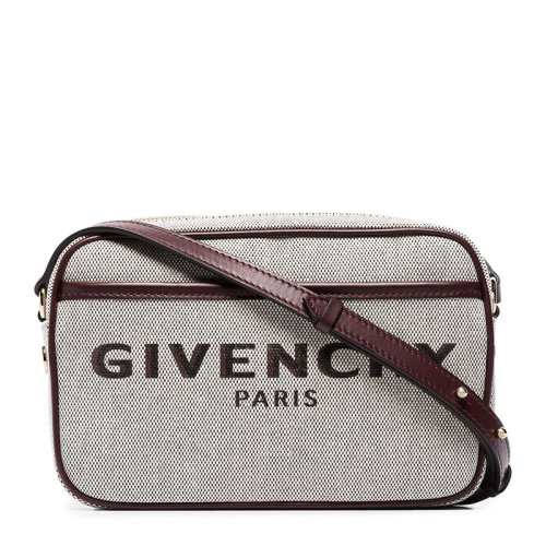 Givenchy/紀梵希 BOND系列女士灰色/紫色棉質(zhì)配皮字母徽標印花拉鏈開合單肩包斜挎包相機包女包 BB50G9B0XM-542