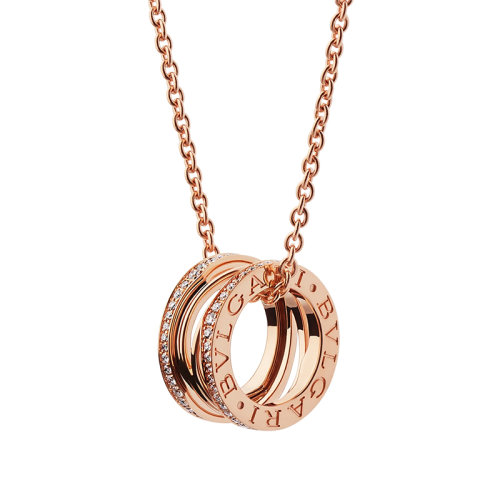 BVLGARI/寶格麗 B.ZERO1系列Design Legend 18K金玫瑰金邊緣鑲有密釘鉆石的項(xiàng)鏈 354195