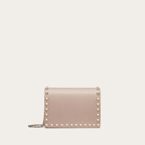  VALENTINO華倫天奴 22年春夏 女士 手拿包 Pochette a bandouliere chaine Rockstud en vea 預(yù)定商品1-3周發(fā)貨