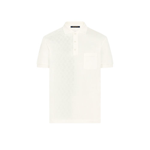 Louis Vuitton/路易威登 22年秋冬新款 HALF DAMIER系列 男士白色純棉口袋馬球衫Polo衫1A7XDR