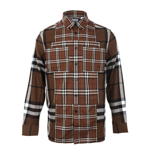 BURBERRY/博柏利22春夏對比裁片格紋男士長袖襯衫8050133