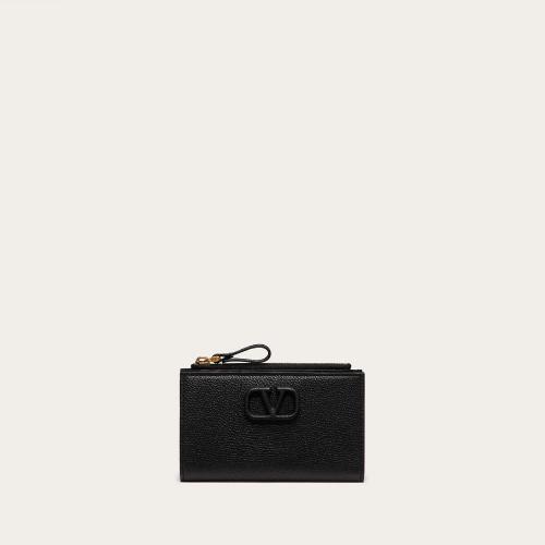  VALENTINO華倫天奴 22年秋冬 女士 卡包 PORTE-CARTES ZIPPé VLOGO SIGNATURE EN VEAU GRAIN 預(yù)定商品1-3周發(fā)貨