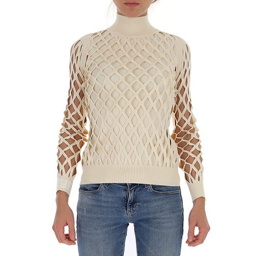 FENDI/芬迪  女裝 時尚百搭 女士米色潮流秋冬針織衫/毛衣 FZY890A9WQF18DP  HKY0640