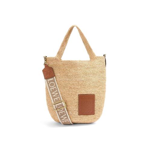 LOEWE羅意威 22年秋冬 女士 手提包 Mini Slit bag in raffia and calfskin A685453X07-2435