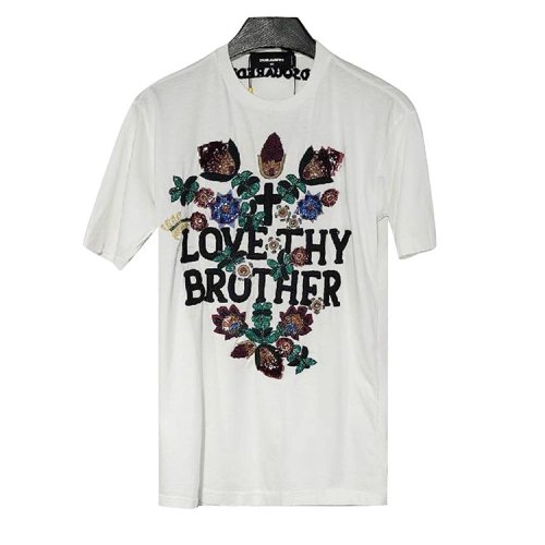 Dsquared2/D二次方/白色鑲鉆女士短袖T恤