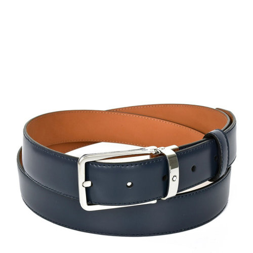 MontBlanc/萬寶龍 男士經(jīng)典海軍藍(lán)色卡扣腰帶皮帶 118419