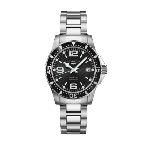 LONGINES/浪琴 康卡斯?jié)撍盗袡C(jī)械鋼鏈黑色表盤男表39毫米L3.741.4.56.6