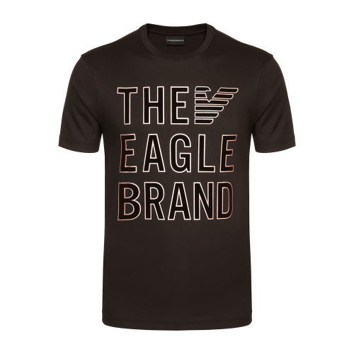 Emporio Armani/安普里奧阿瑪尼 棕色 男士標(biāo)語圓領(lǐng)短袖T恤 6G1TF4-1JPRZ-0417