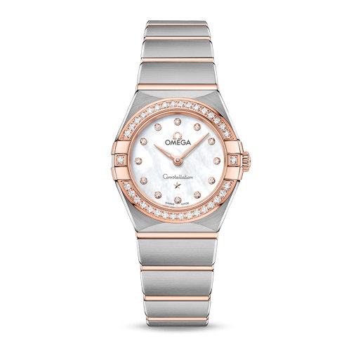 OMEGA/歐米茄 星座系列 精鋼 18K金 外圈鑲鉆 鉆石刻度 石英機芯 女士腕表 131.25.25.60.55.001