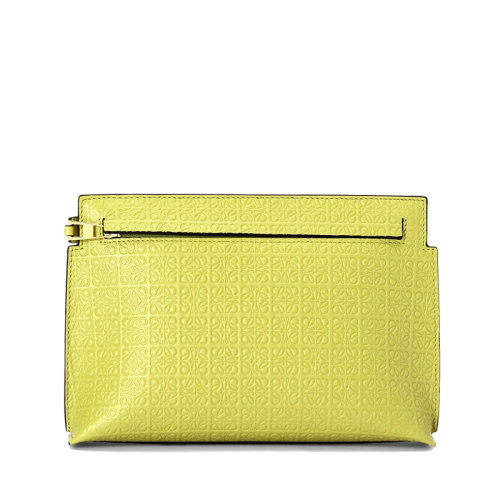 LOEWE/羅意威 22春夏新款Repeat T系列 女士迷你檸檬黃色徽標(biāo)壓紋小牛皮拉鏈?zhǔn)帜冒?010642361