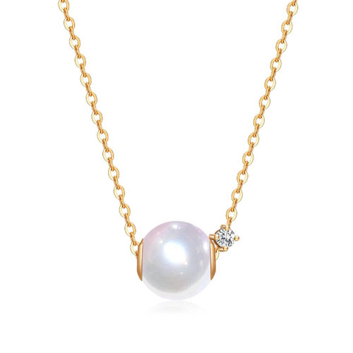 zhuella/珠艾樂(lè) 18k黃金鉆石日本akoya海水珠路路通項(xiàng)鏈