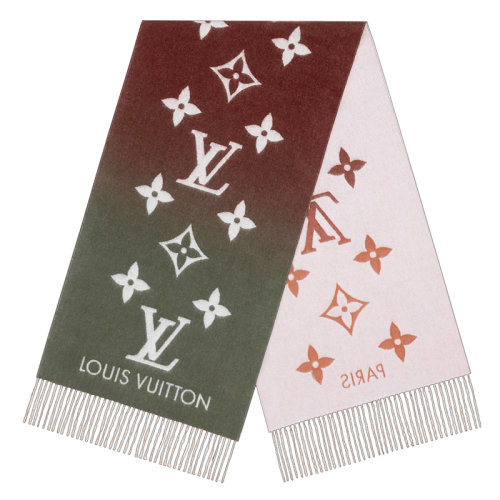 Louis Vuitton/路易威登新款 REYKJAVIK GRADIENT系列 女士漸變色羊絨花朵和字母印花圍巾M76881