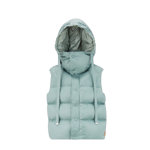 Moncler/蒙克萊 22年秋冬新款 Nouri系列 女士綠灰色無袖皮革羽絨馬甲H20941A00013MV00781D