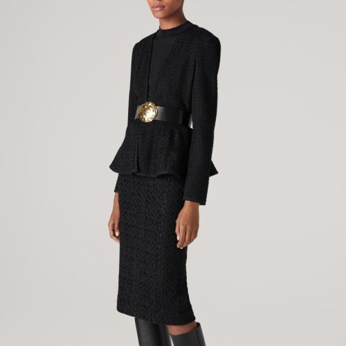 St.John/盛薔收腰深V長袖針織女士夾克K6211A1