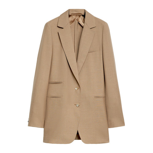 MaxMara/麥絲瑪拉 22年早春新款 RIVIERA系列 女士駝色海馬毛和真絲混紡中性風(fēng)西裝外套夾克1041152806008