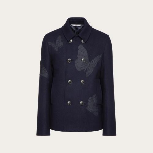  VALENTINO華倫天奴 22年秋冬 男士 大衣 CABAN EN LAINE BRODé VALENTINO UTOPIA BUTTERFLY X