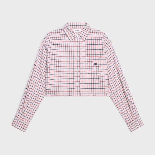  CELINE賽琳思琳 22年秋冬 女士 長袖襯衫 CHEMISE CROPPED FLANELLE CARREAUX 2C691838O.01RX