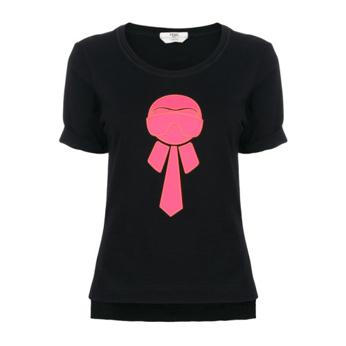 Fendi/芬迪女裝 服飾 棉質(zhì)圓領(lǐng)卡通印花圖案半袖 女士短袖T恤 FAF047